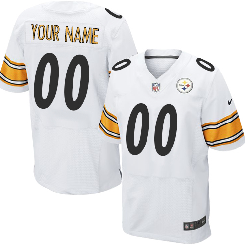 Men's Elite Nike Jersey White Road - Customized NFL Pittsburgh Steelers